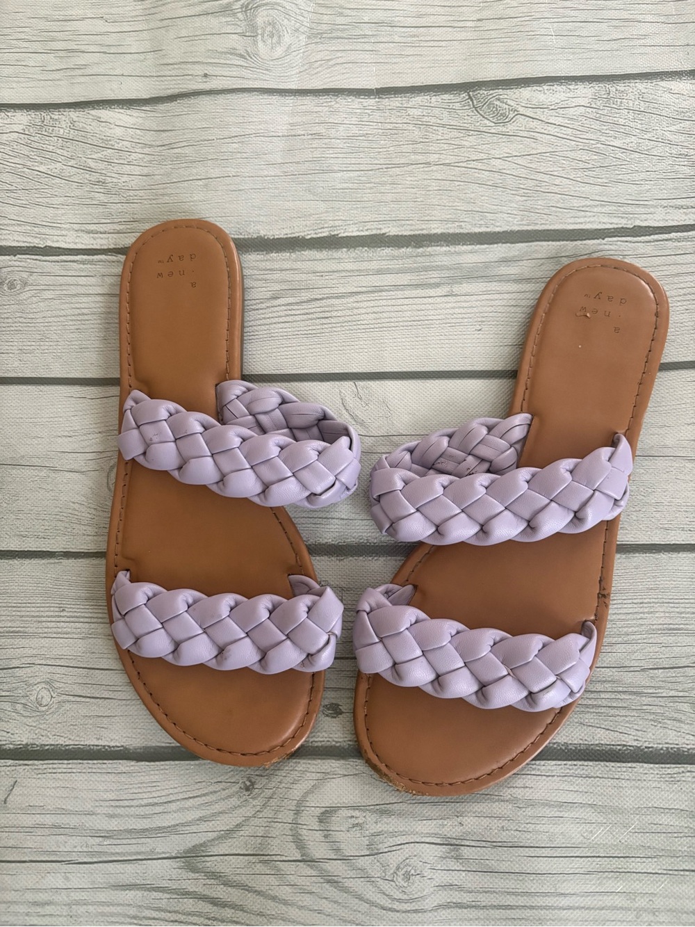 a new day Lilac Braided Double-Strap Slide Sandals